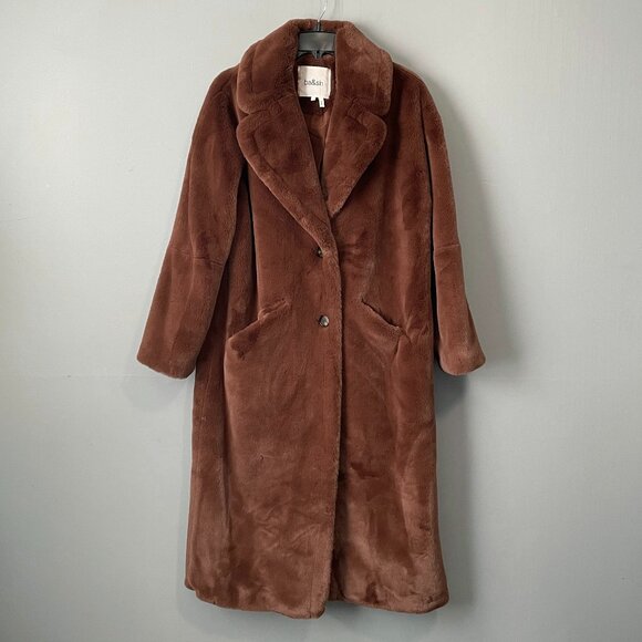 Last Chance! NWOT Ba&sh Fibie Relaxed Faux Fur Teddy Coat Brown Small - Picture 3 of 10